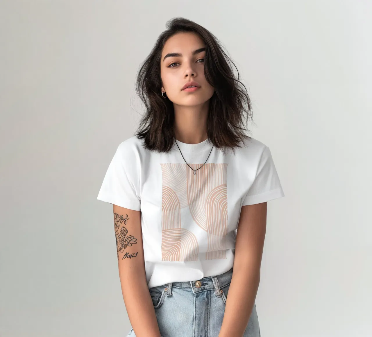 Abstract Pink Minimalist Line Art t-shirt by Melloi Art Print