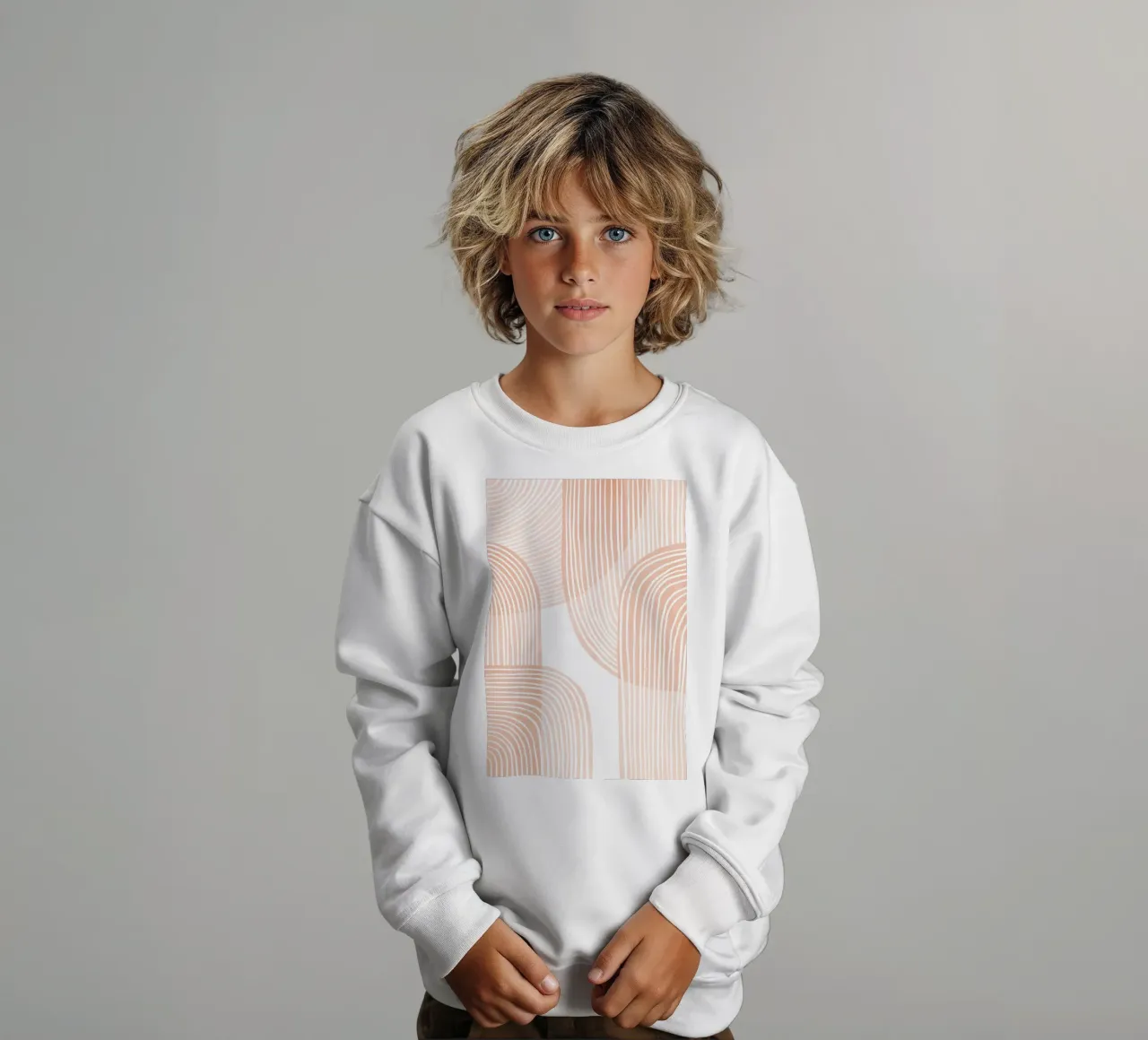 Abstract Pink Minimalist Line Art kids sweatshirt by Melloi Art Print