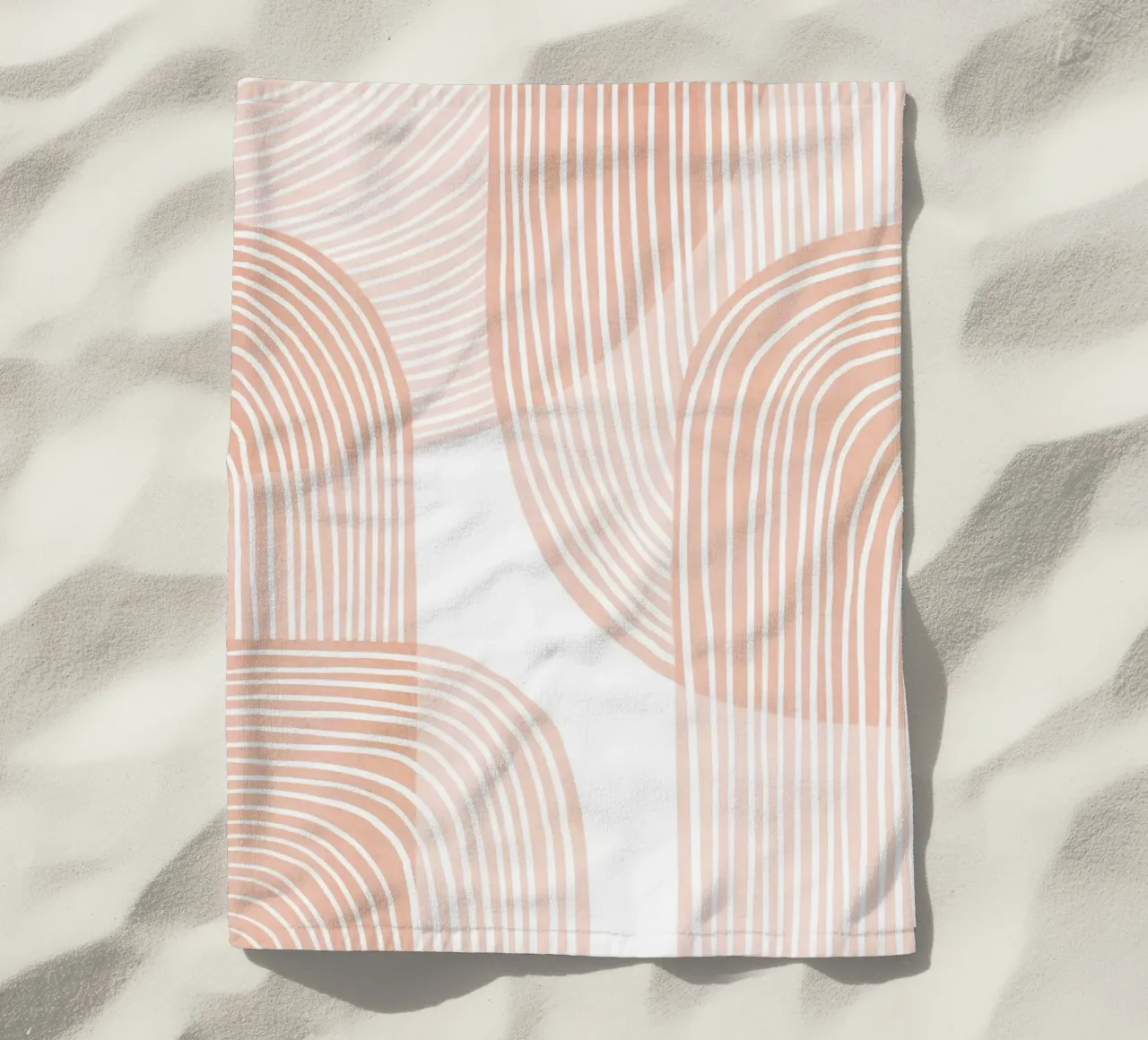 Line art astratta rosa minimalista telo mare da Melloi Art Print