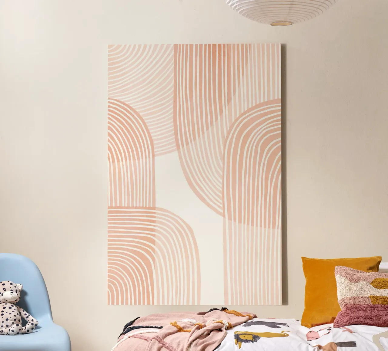Abstract Pink Minimalist Line Art canvas with Floater frame by Melloi Art Print