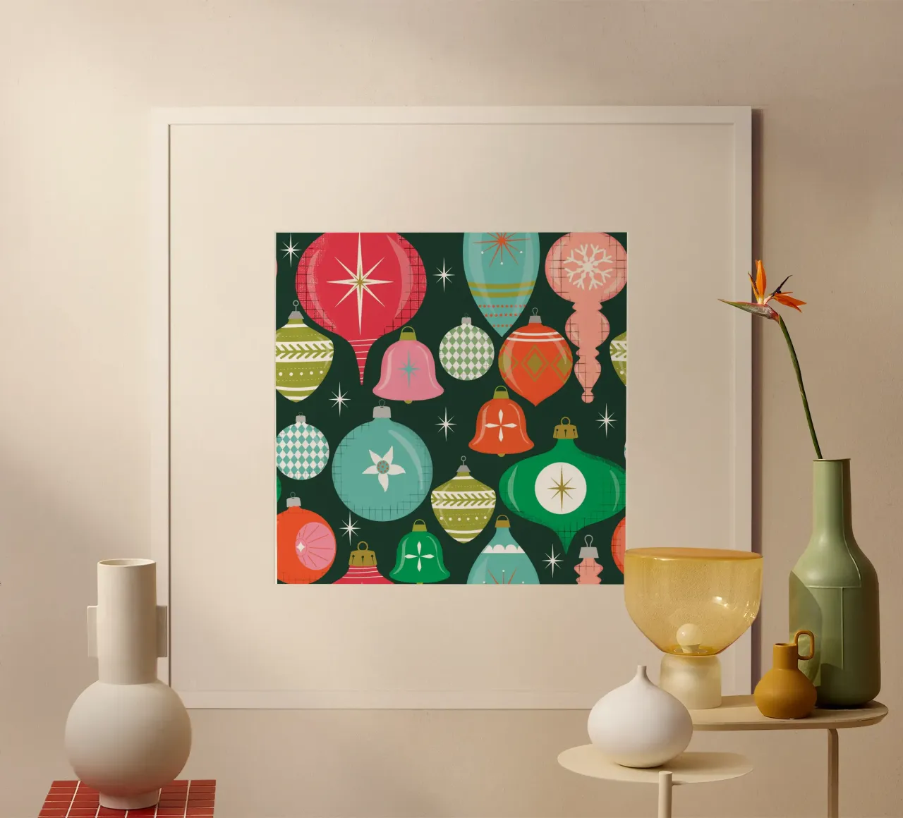 Adornos navideños retro poster de susanacosta