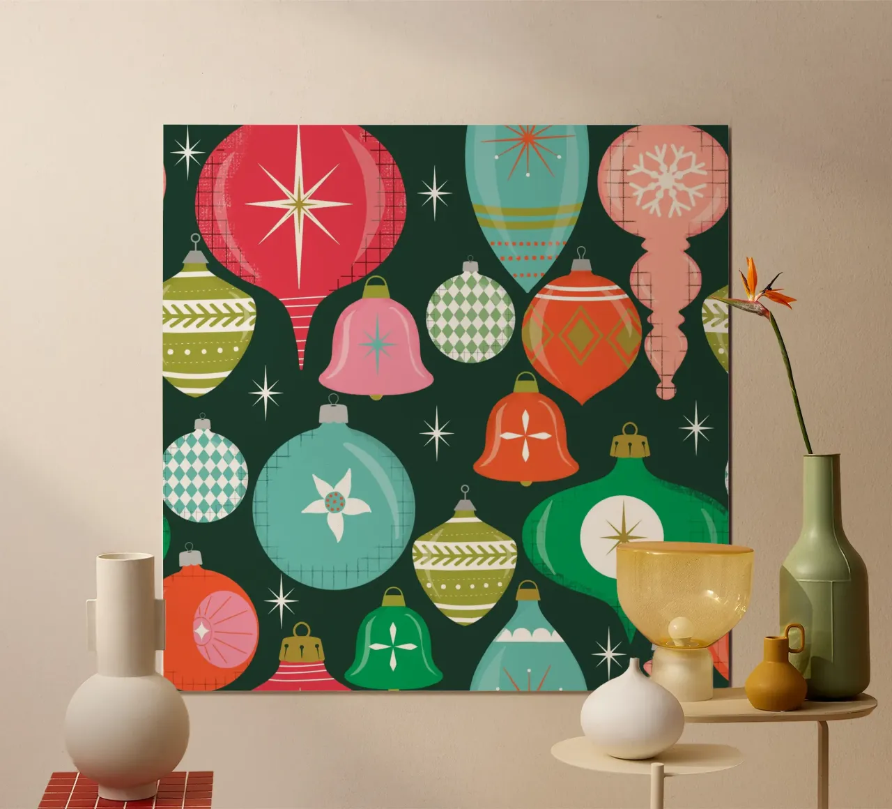 Adornos navideños retro poster de susanacosta