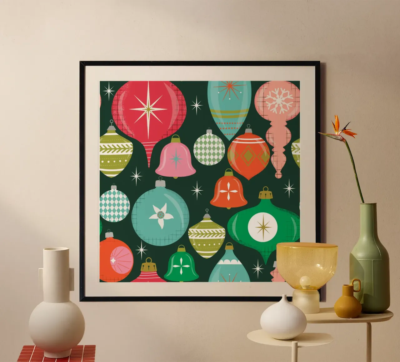 Adornos navideños retro poster de susanacosta