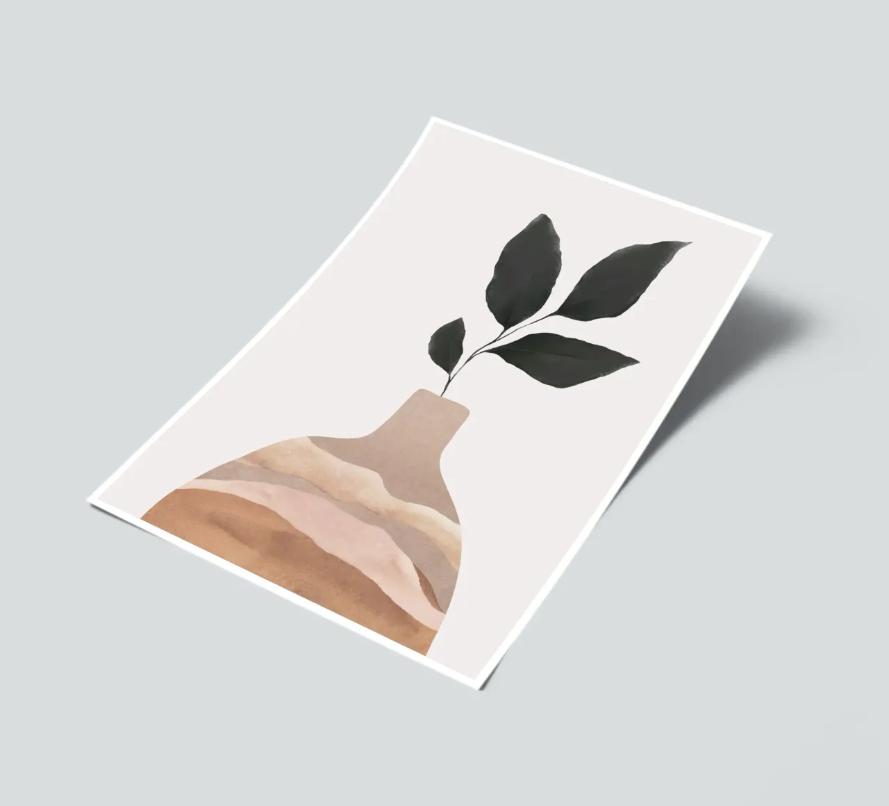 Minimalistische Vase mit Blättern Kunst Stickerbogen von Melloi Art Print