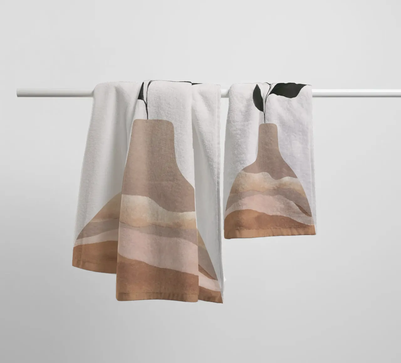 Minimalist Vase with Leaves Art towel by Melloi Art Print