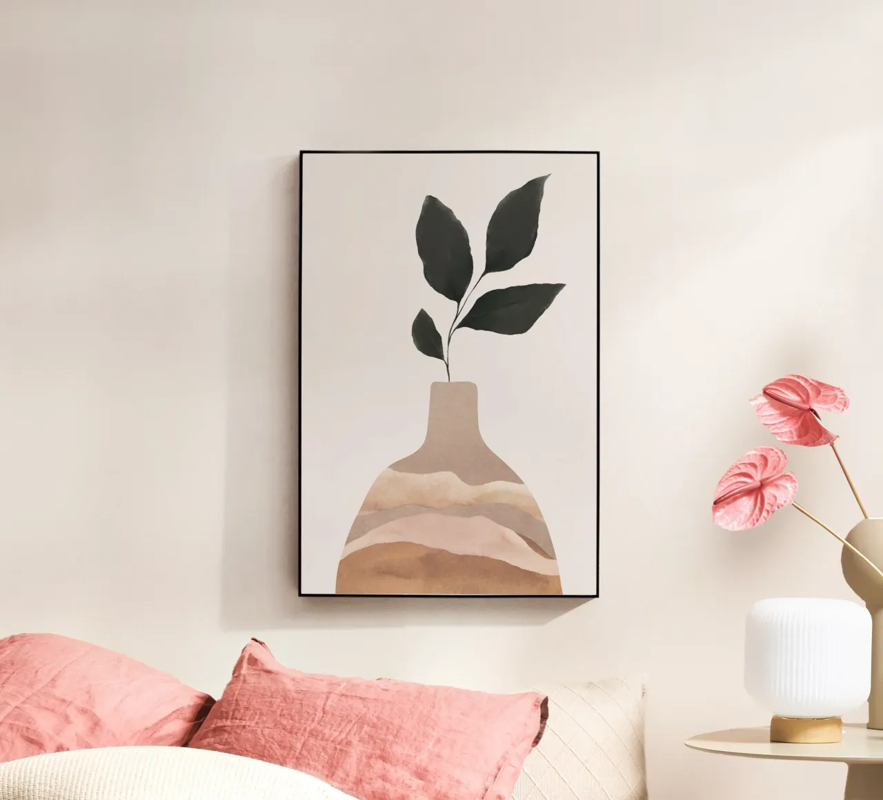 Jarrón minimalista con hojas metacrilato de Melloi Art Print