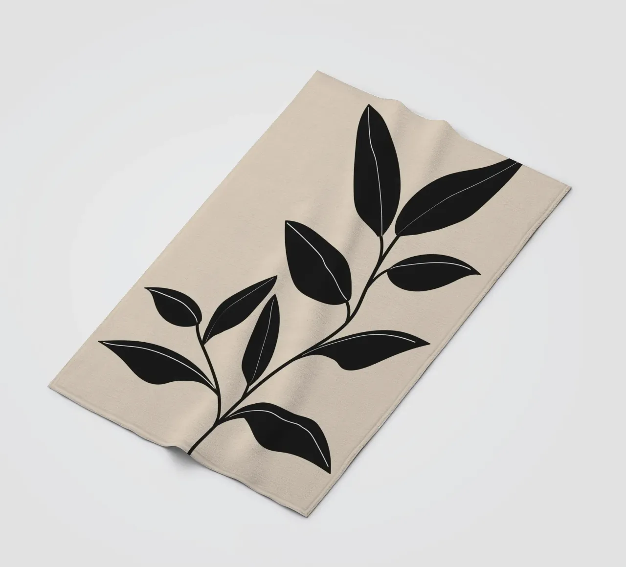 Feuilles noires minimalistes plaid polaire de Melloi Art Print
