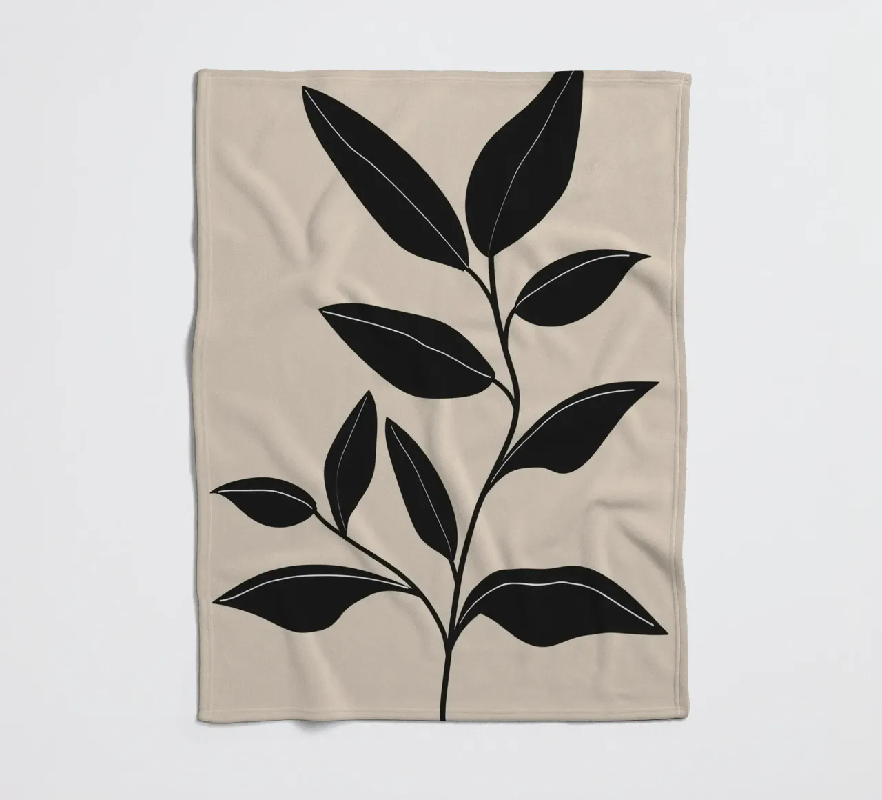Feuilles noires minimalistes plaid polaire de Melloi Art Print
