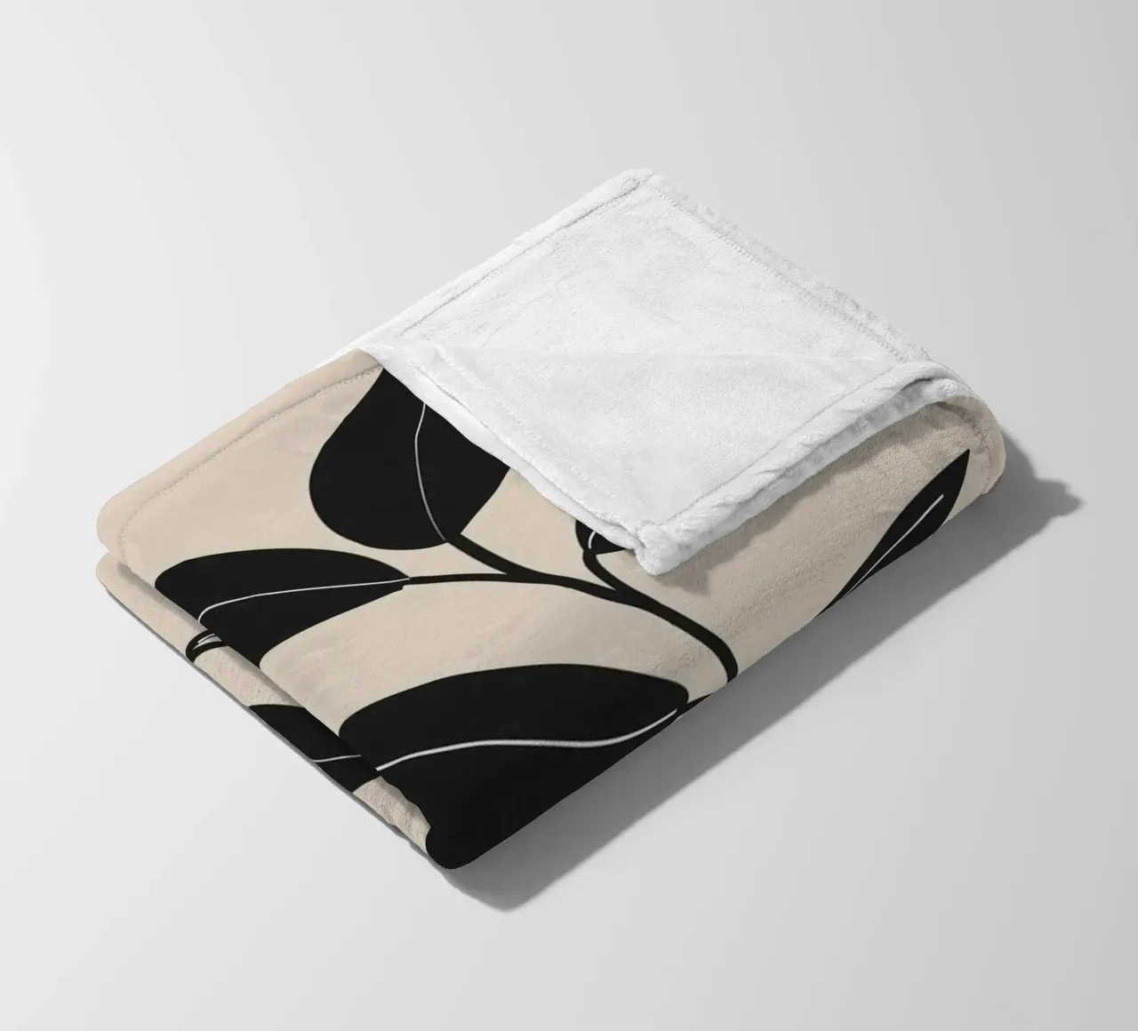 Feuilles noires minimalistes plaid polaire de Melloi Art Print