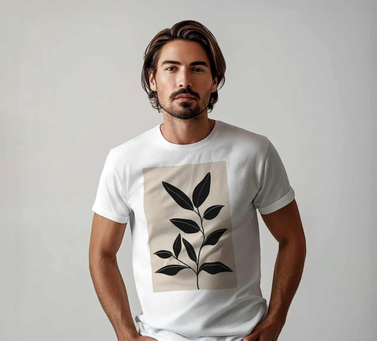 Feuilles noires minimalistes t-shirt de Melloi Art Print
