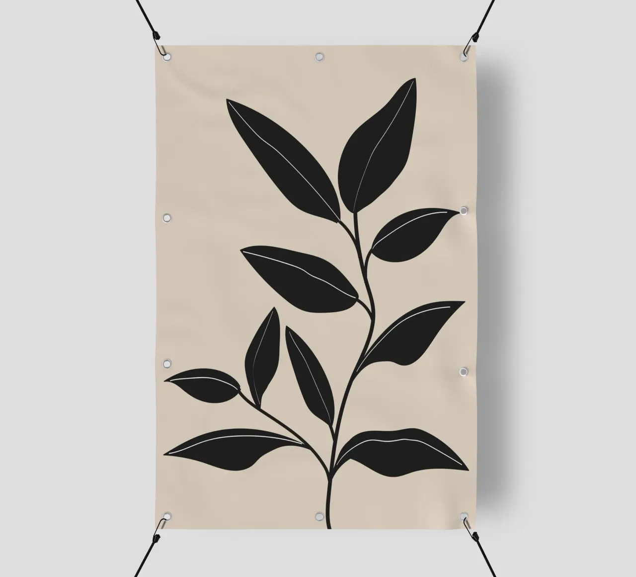Foglie nere minimaliste telo in pvc da Melloi Art Print