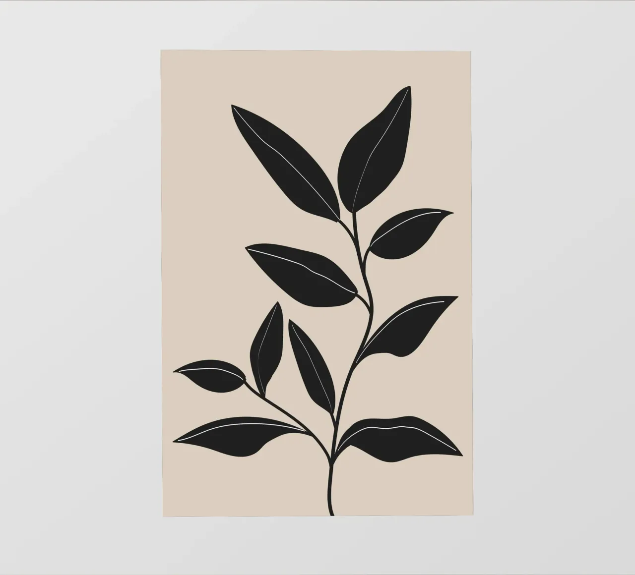 Foglie nere minimaliste telo in pvc da Melloi Art Print