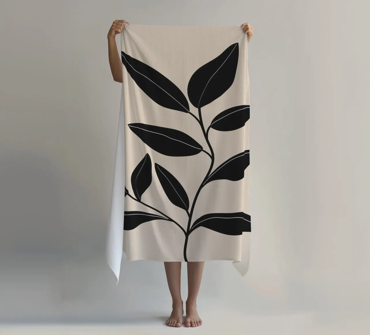 Foglie nere minimaliste telo mare da Melloi Art Print