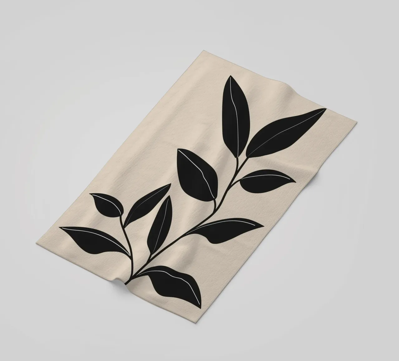 Foglie nere minimaliste telo mare da Melloi Art Print