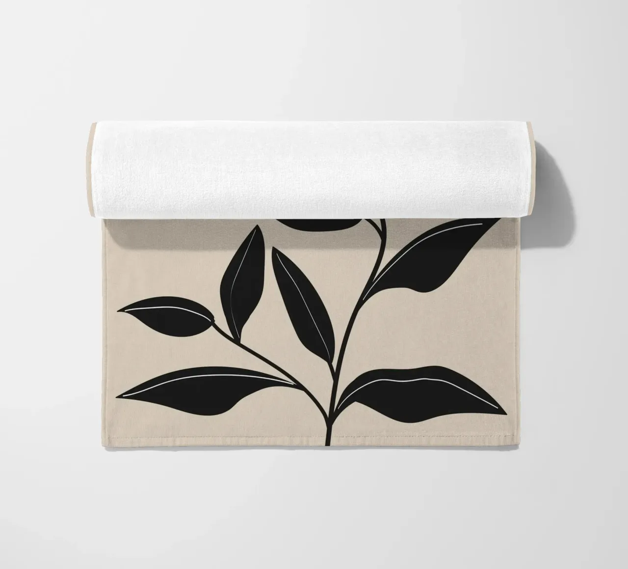 Foglie nere minimaliste telo mare da Melloi Art Print