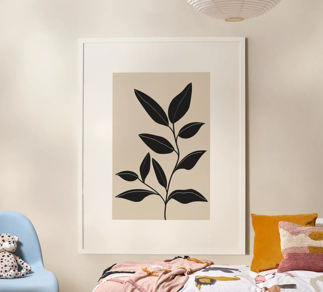 Feuilles noires minimalistes hahnemühle de Melloi Art Print