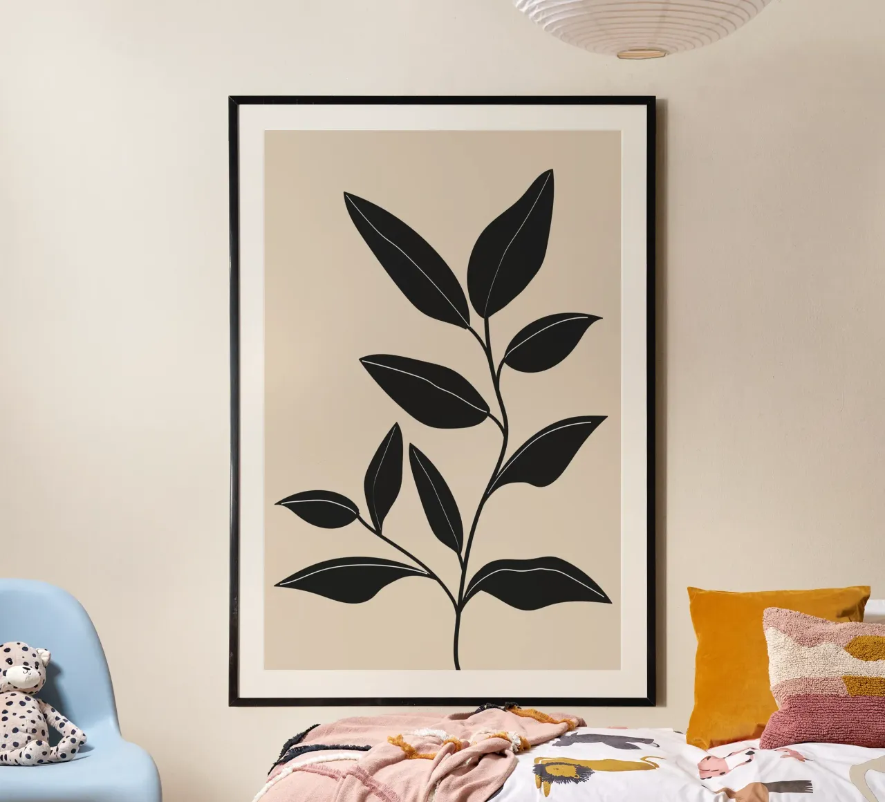 Feuilles noires minimalistes hahnemühle de Melloi Art Print