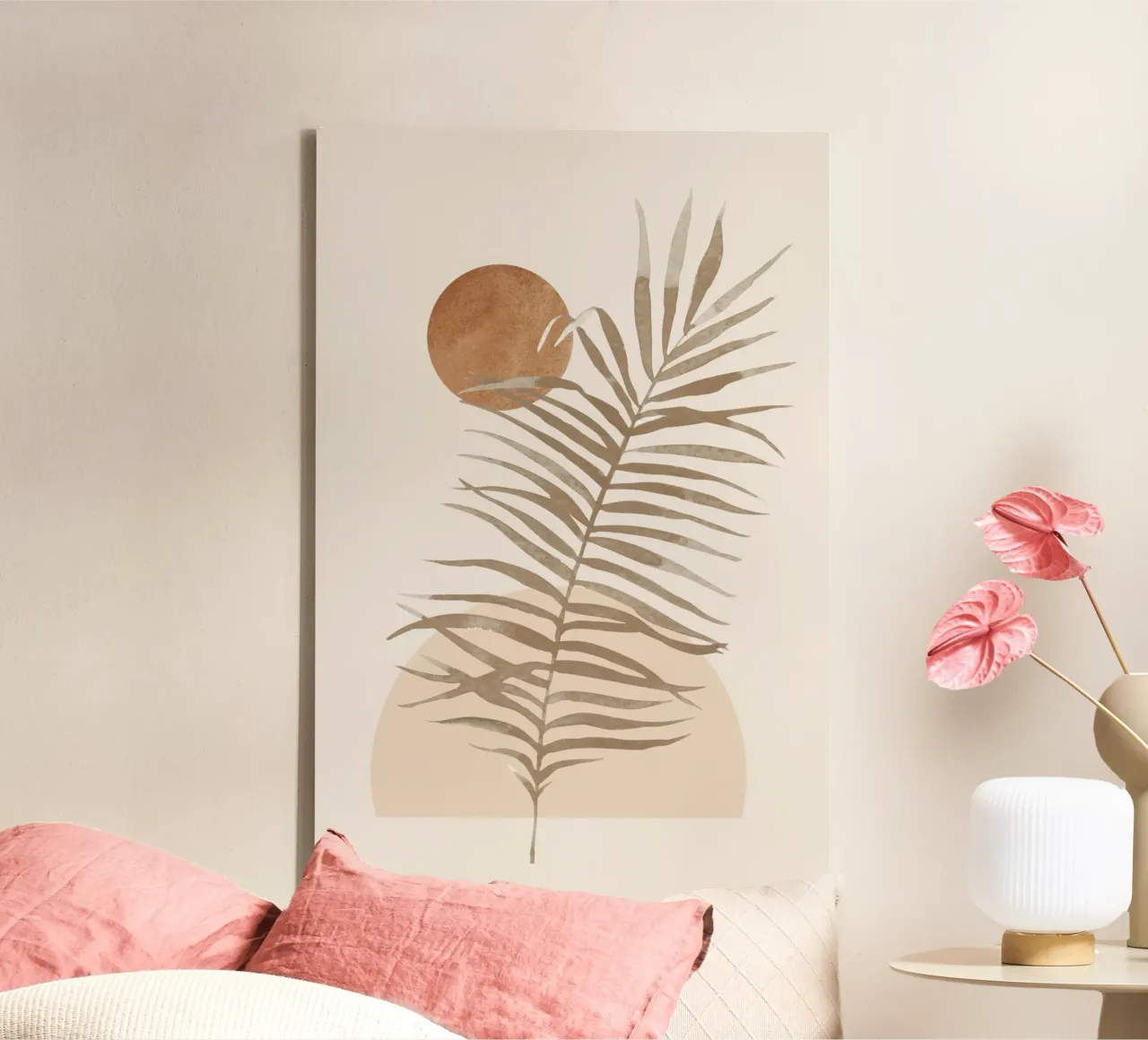 Minimalist Abstract Palm Leaf Art canvas by Melloi Art Print