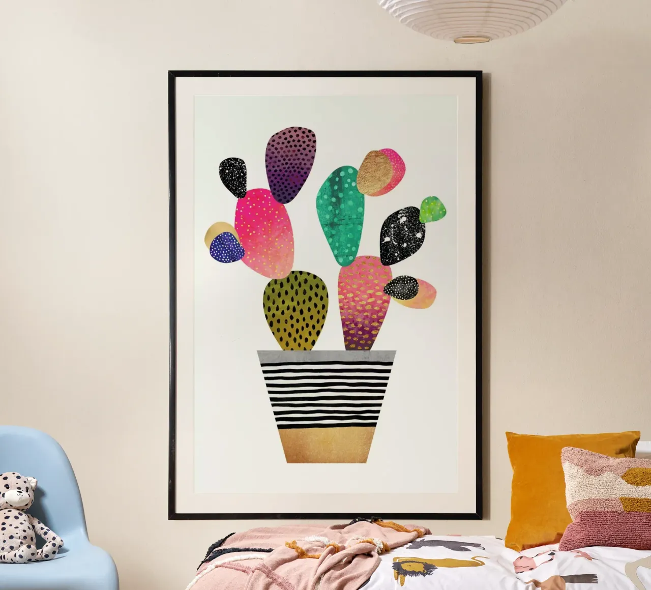 Happy Cactus poster con telaio in plastica da Elisabeth Fredriksson