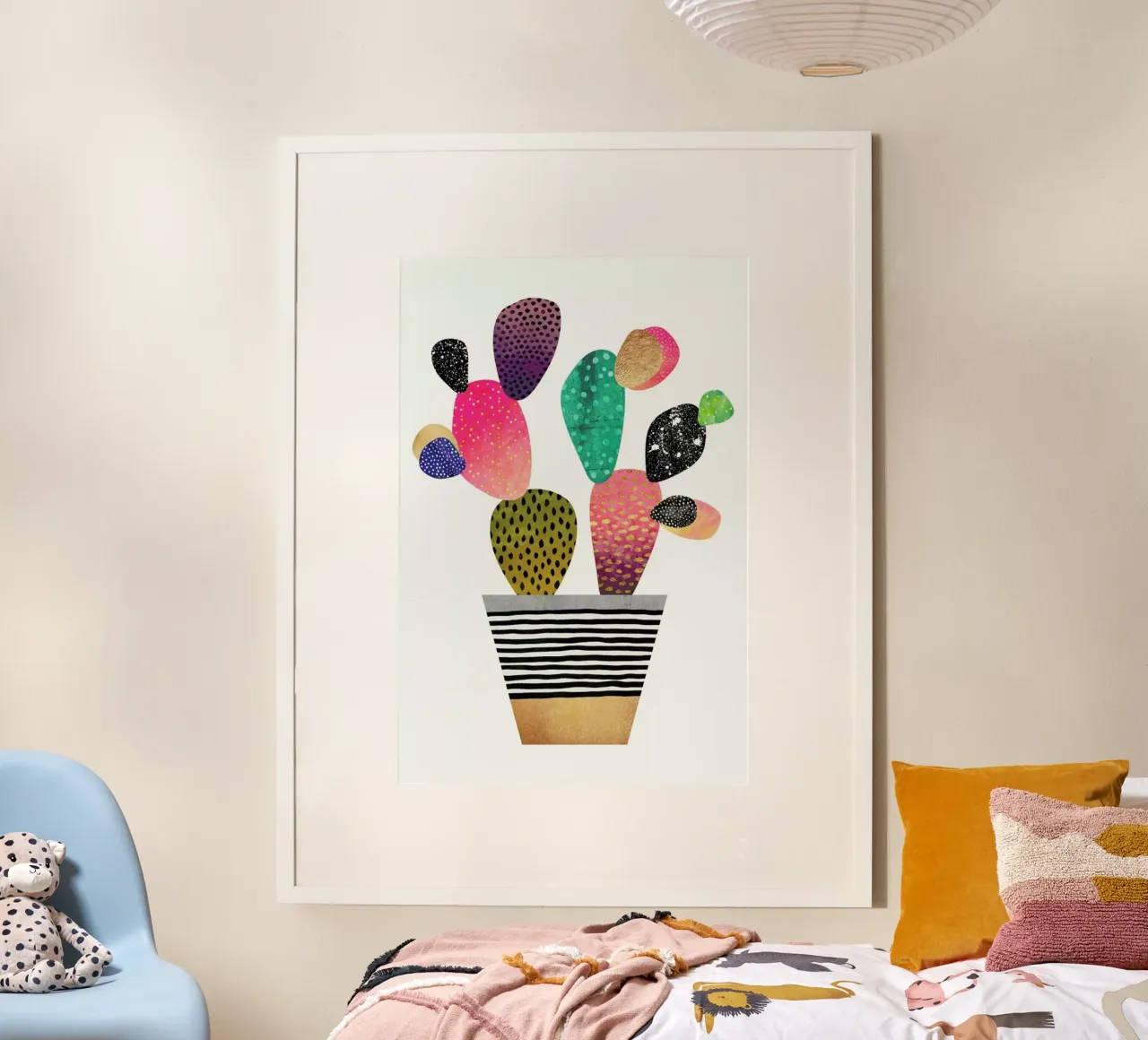 Happy Cactus poster con telaio in plastica da Elisabeth Fredriksson