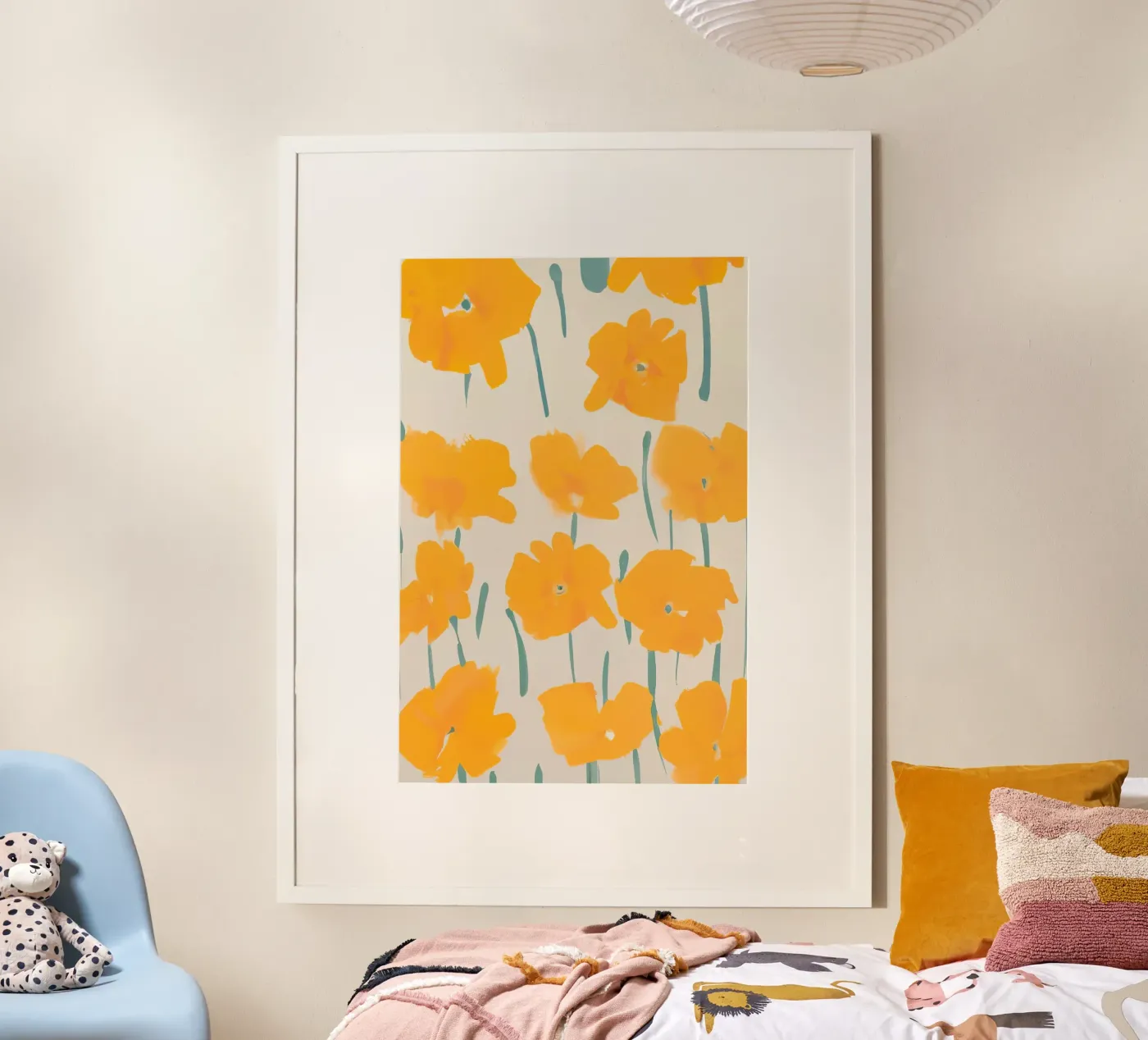 Yellow Floral Pattern poster by Melloi Art Print