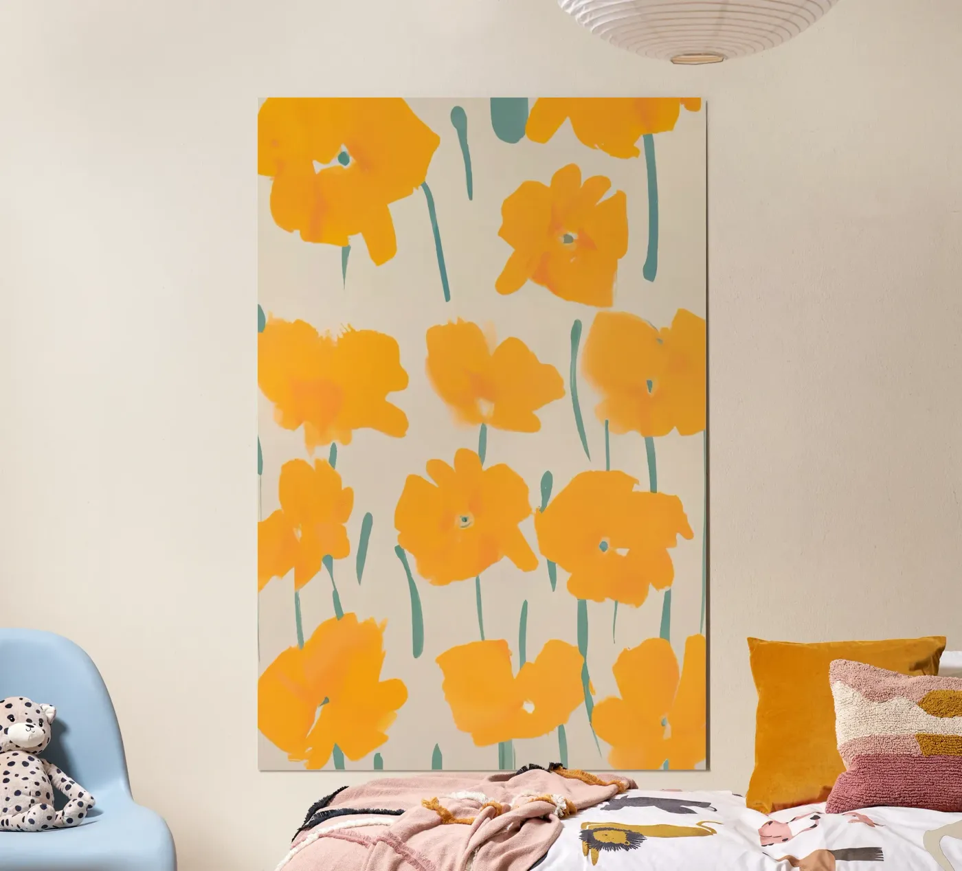 Yellow Floral Pattern poster by Melloi Art Print