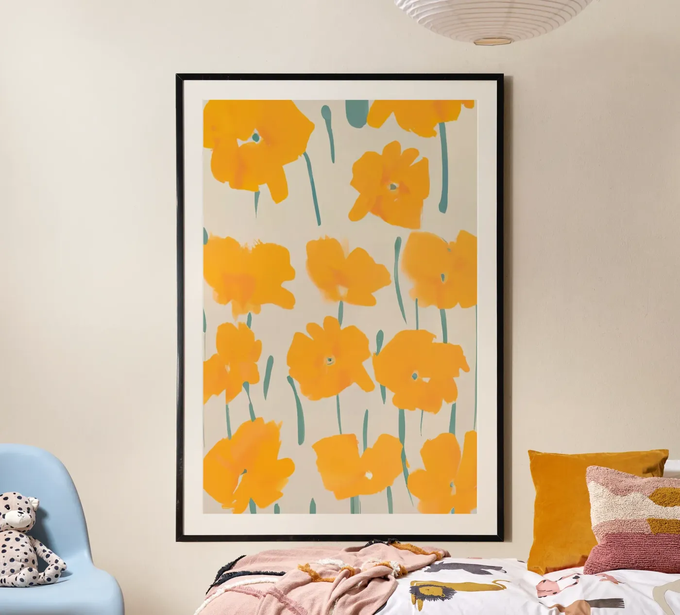 Yellow Floral Pattern poster by Melloi Art Print