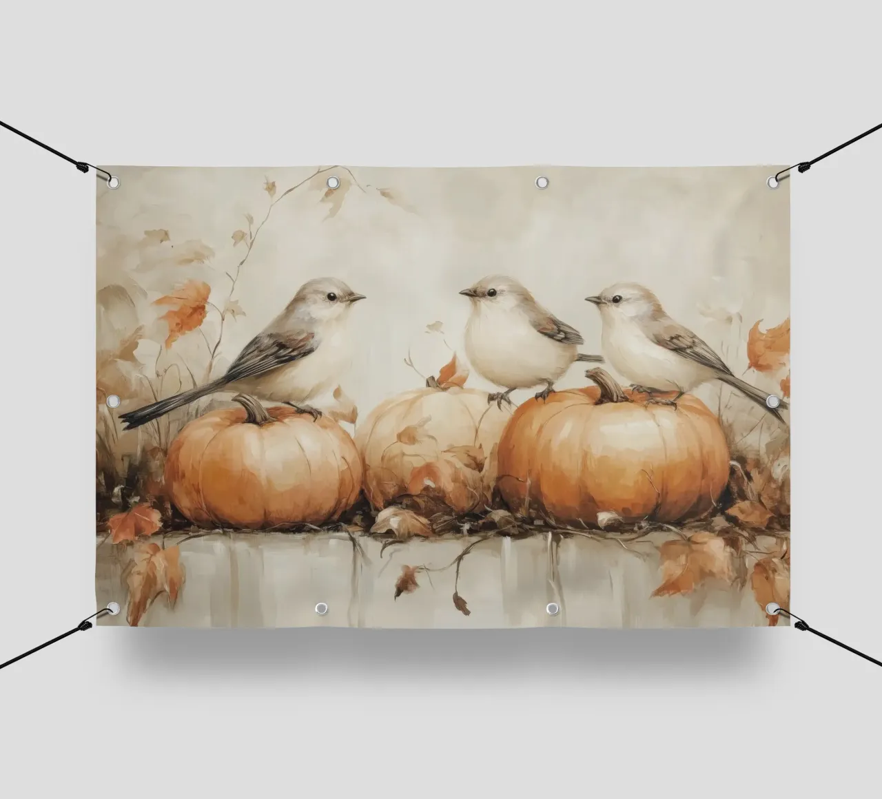 Arte delle zucche e degli uccelli telo in pvc da Melloi Art Print