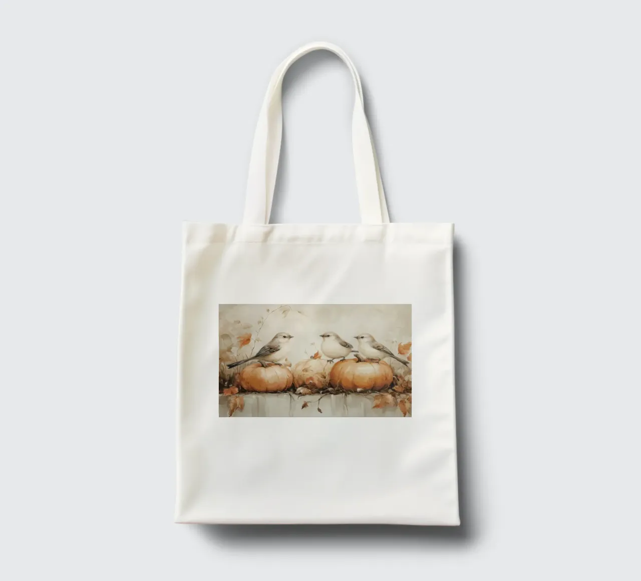 Pumpkins and Birds Art tote bag by Melloi Art Print