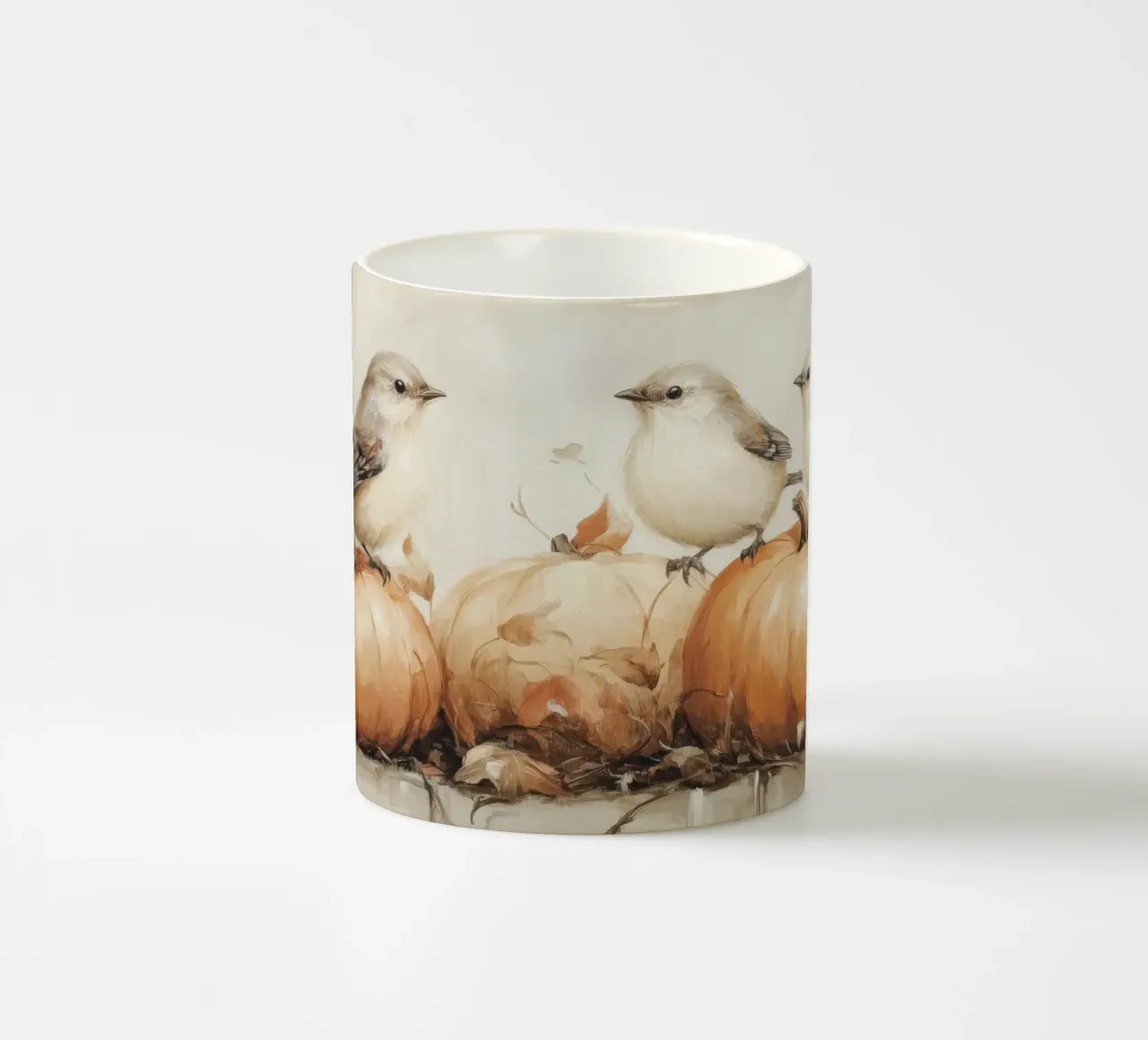 Arte delle zucche e degli uccelli tazza in ceramica da Melloi Art Print