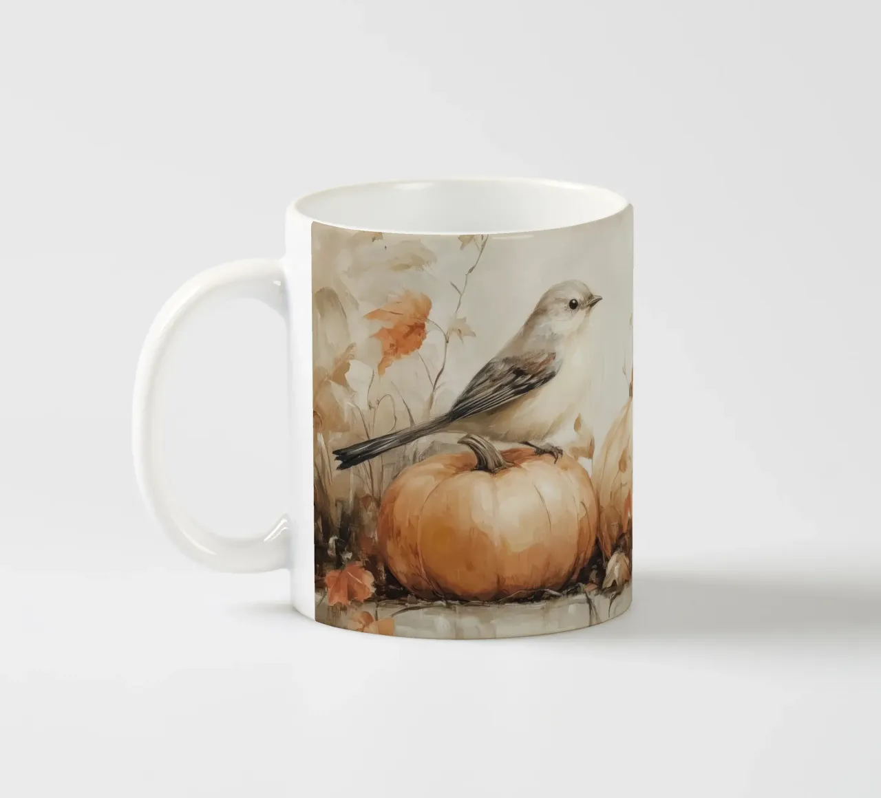 Arte delle zucche e degli uccelli tazza in ceramica da Melloi Art Print
