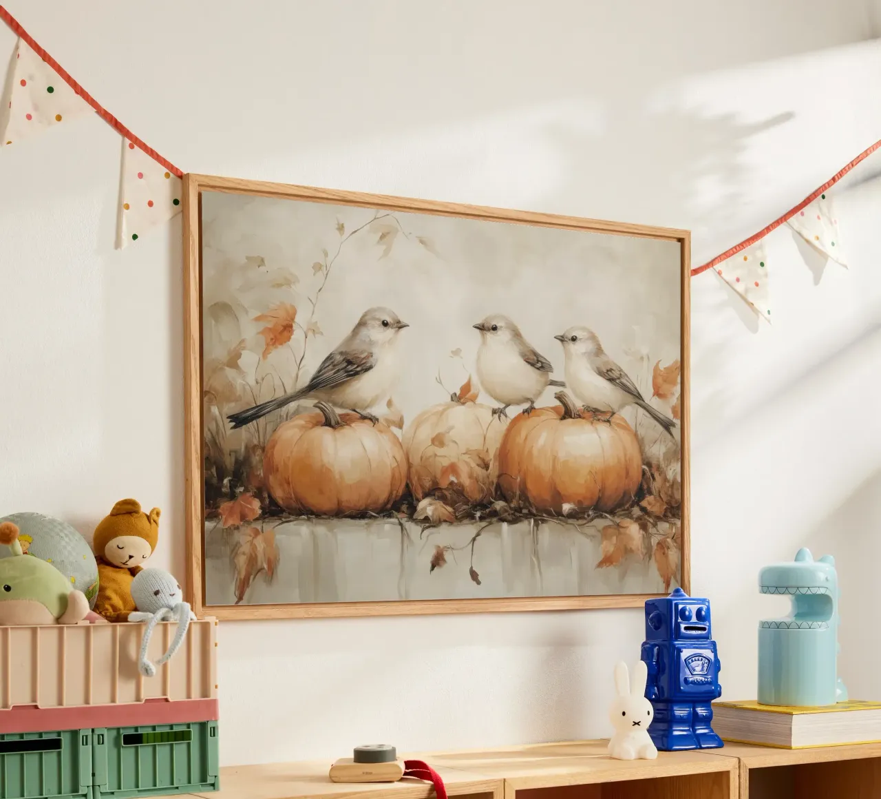 Arte delle zucche e degli uccelli plexiglass da Melloi Art Print