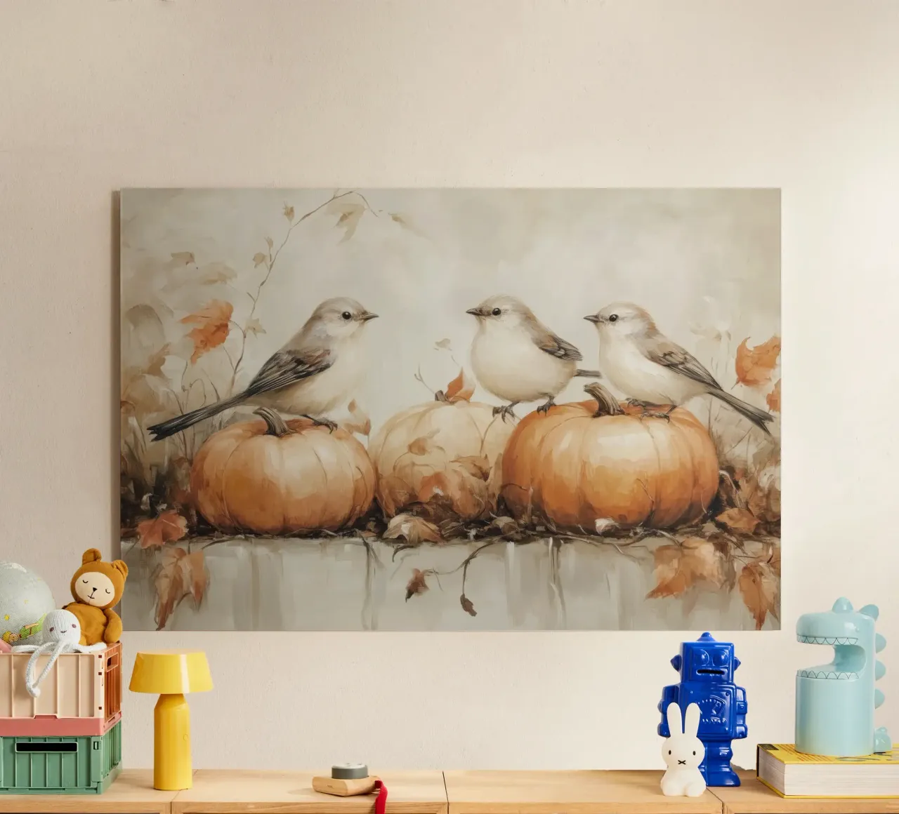 Arte delle zucche e degli uccelli plexiglass da Melloi Art Print