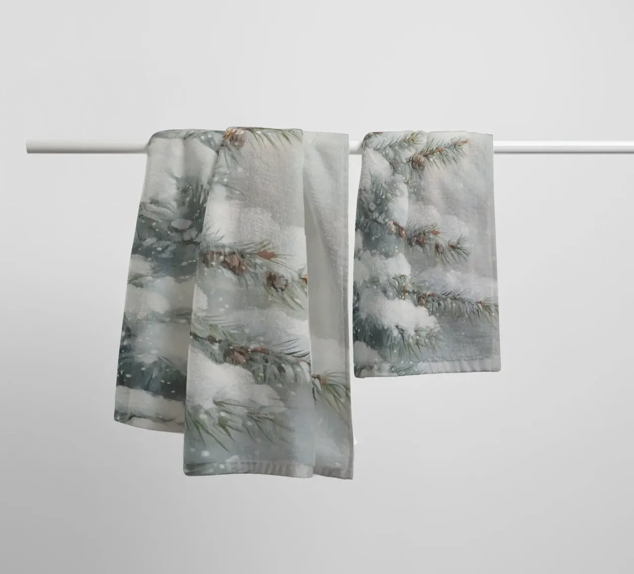 Snow Pine Tree Art towel by Melloi Art Print