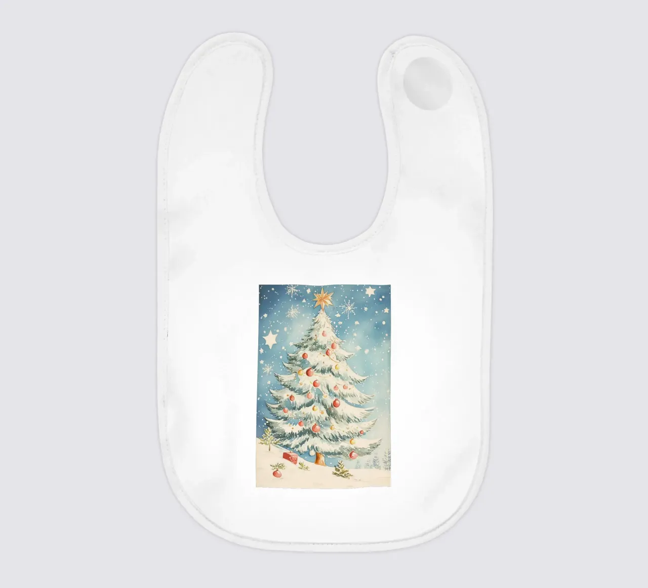 Albero di Natale in un paesaggio innevato bavaglino da Melloi Art Print