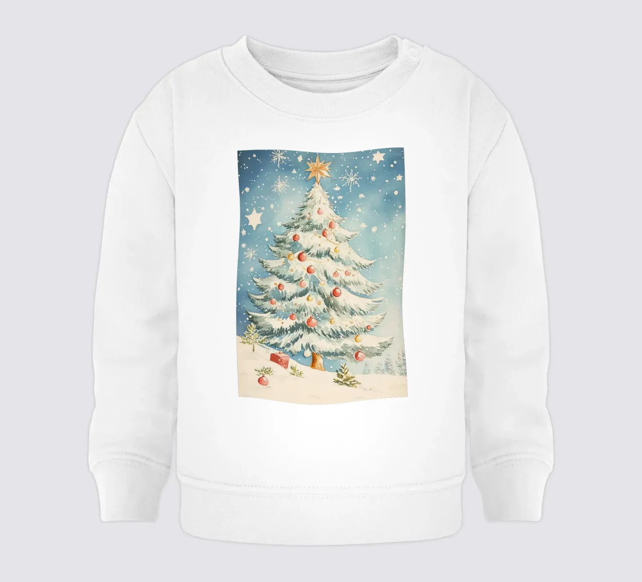 Albero di Natale in un paesaggio innevato felpa neonato da Melloi Art Print