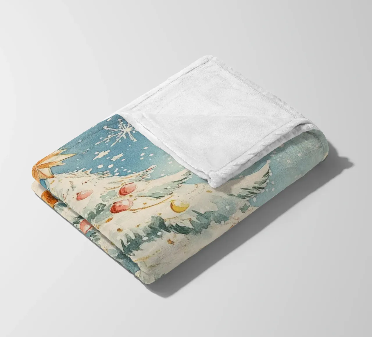 Albero di Natale in un paesaggio innevato coperta in pile da Melloi Art Print