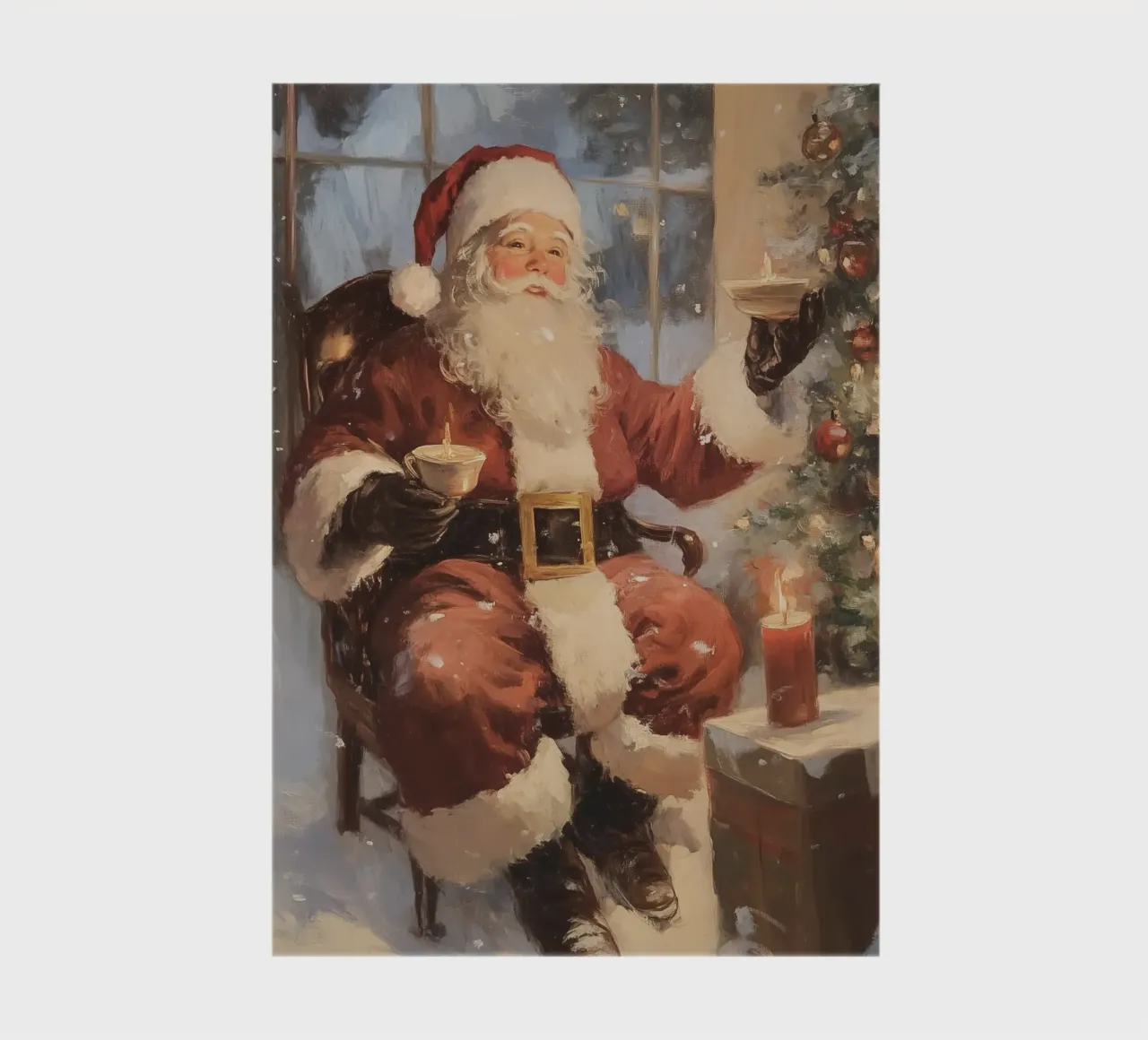 Père Noël festif avec sapin de Noël carnet de notes de Melloi Art Print