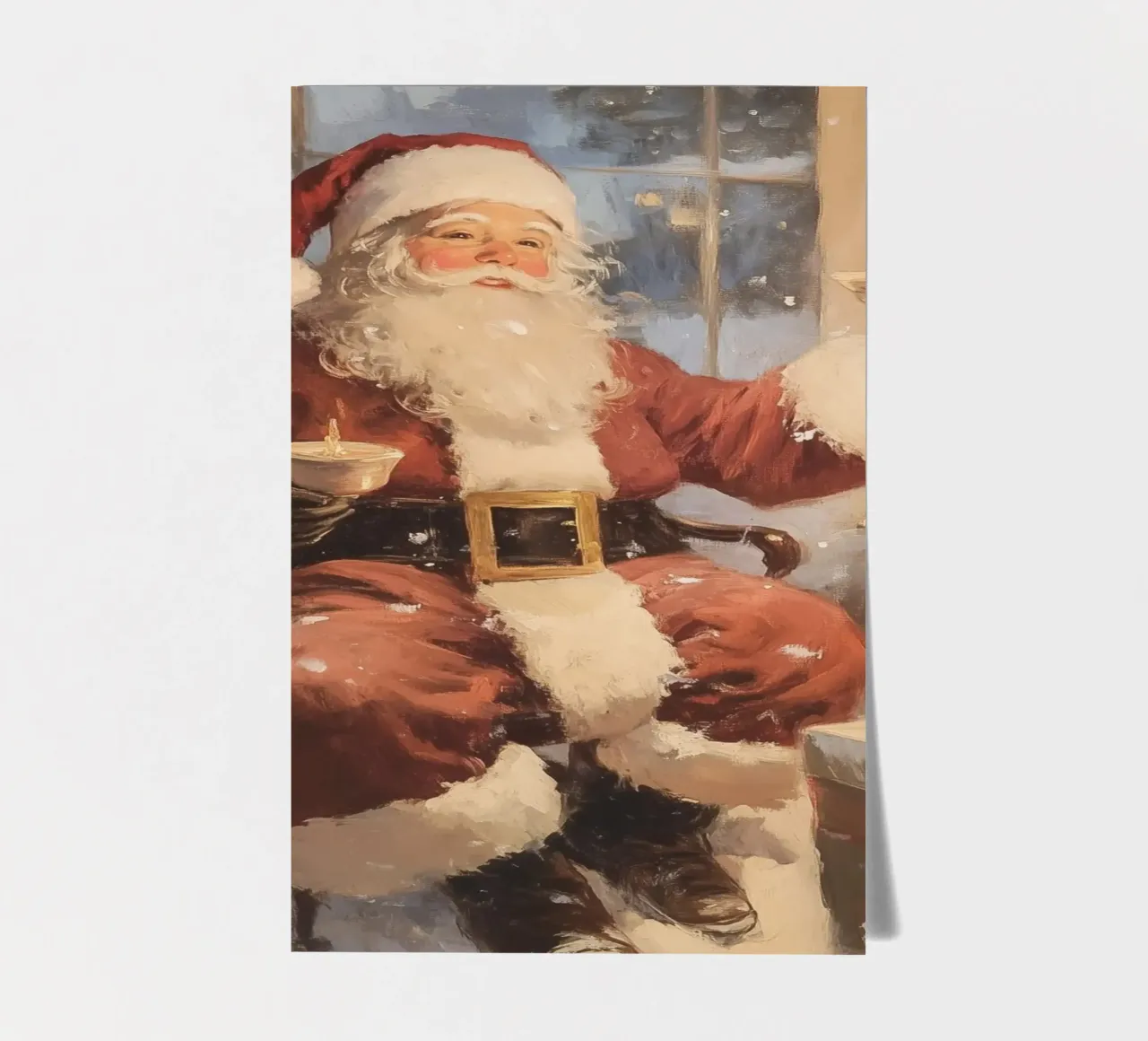 Père Noël festif avec sapin de Noël planche autocollant de Melloi Art Print