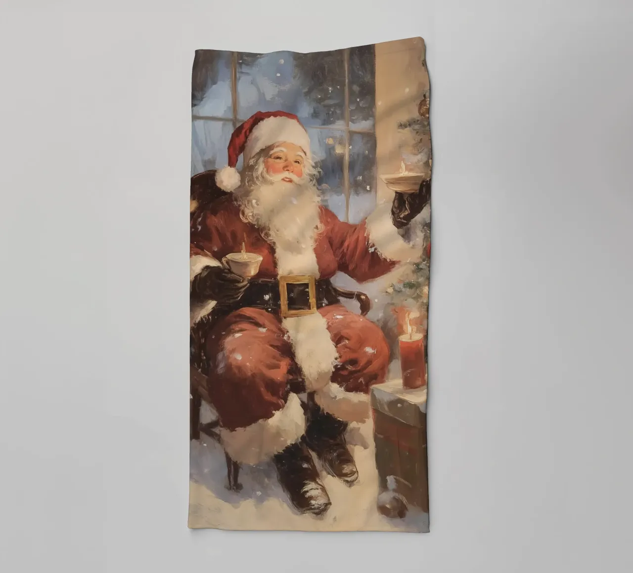 Père Noël festif avec sapin de Noël serviette de bain de Melloi Art Print