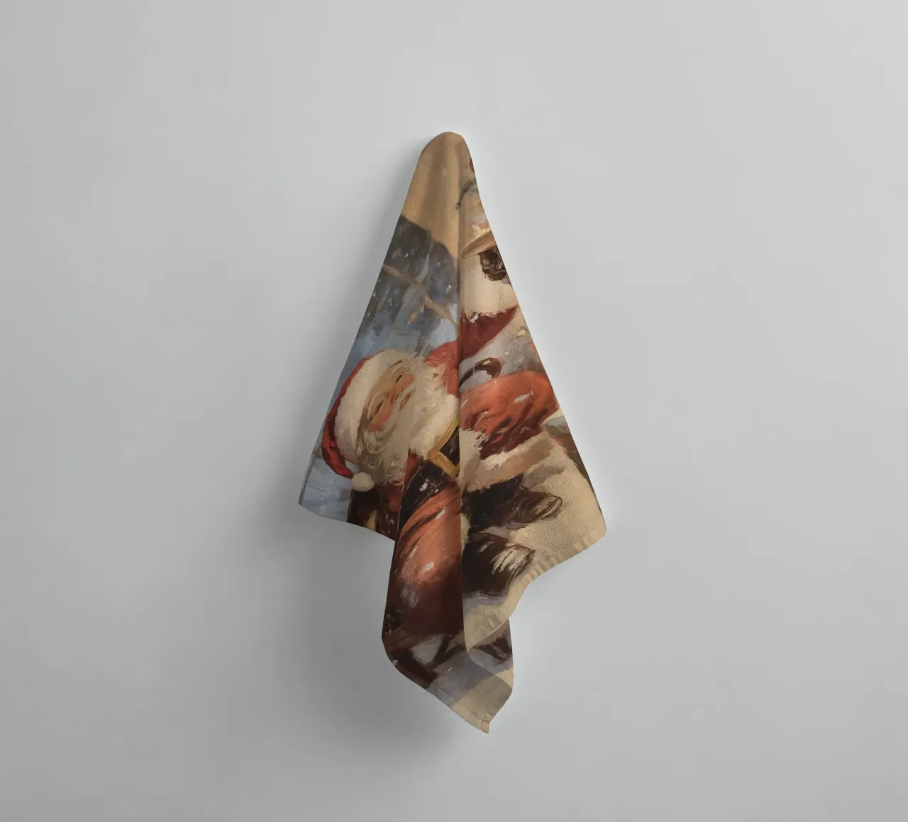 Père Noël festif avec sapin de Noël serviette de bain de Melloi Art Print