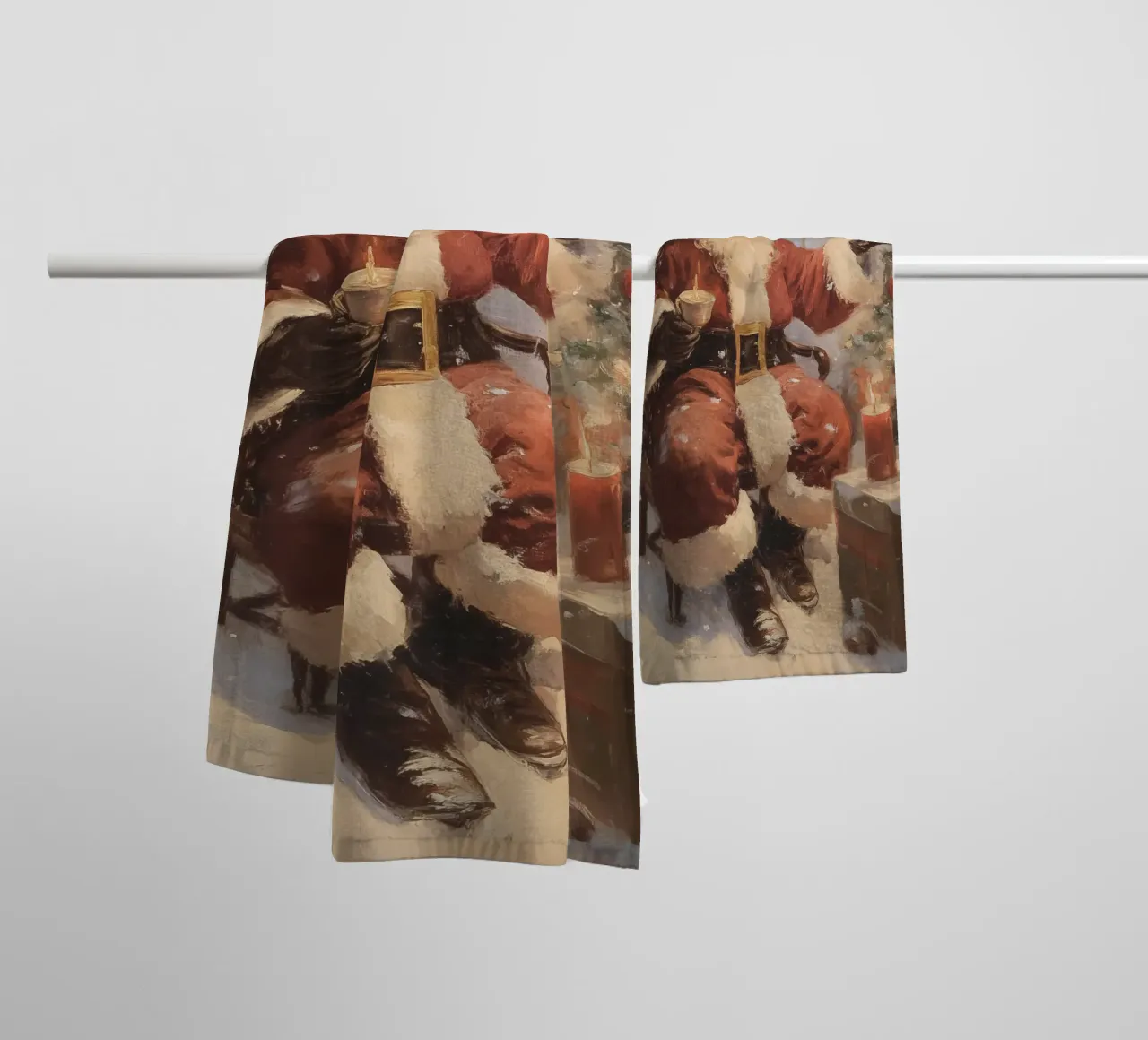 Père Noël festif avec sapin de Noël serviette de bain de Melloi Art Print