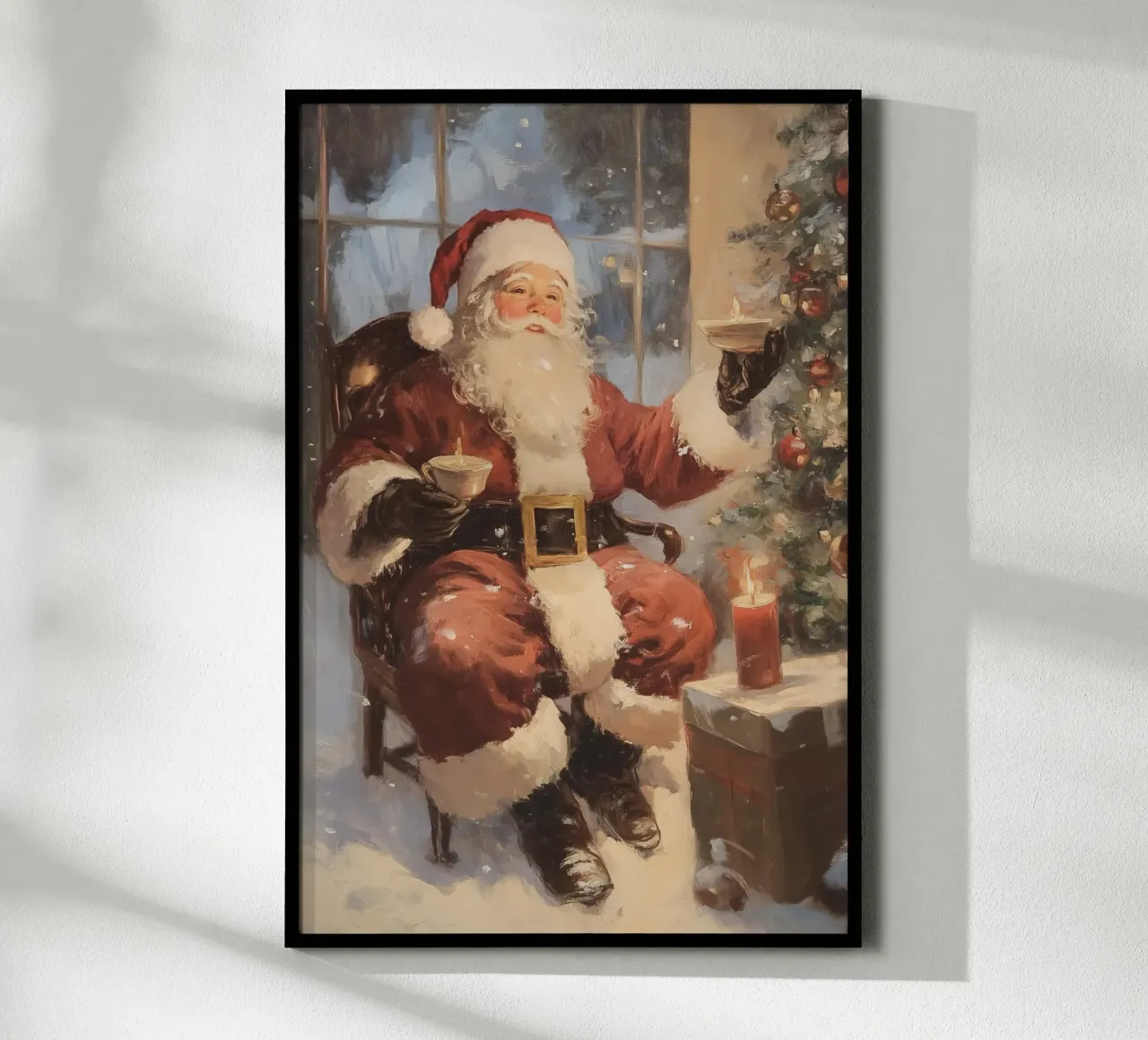 Babbo Natale con albero di Natale poster da Melloi Art Print
