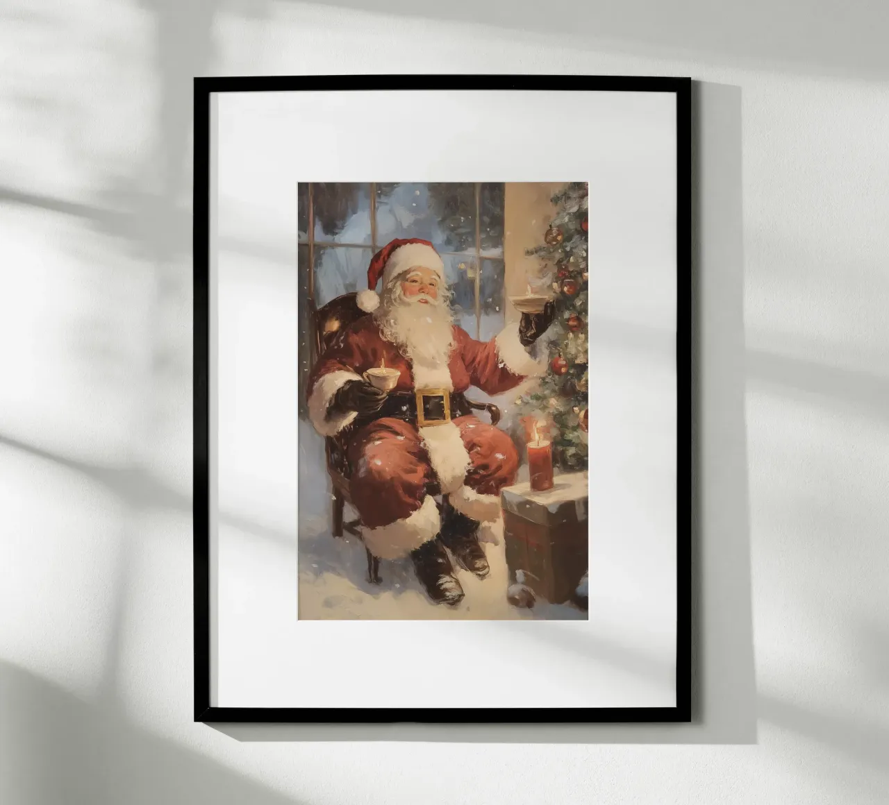 Babbo Natale con albero di Natale poster da Melloi Art Print