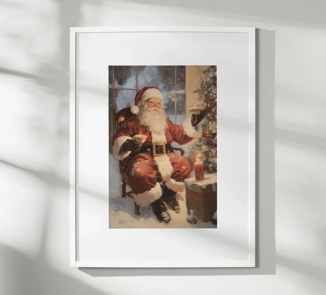 Babbo Natale con albero di Natale poster da Melloi Art Print