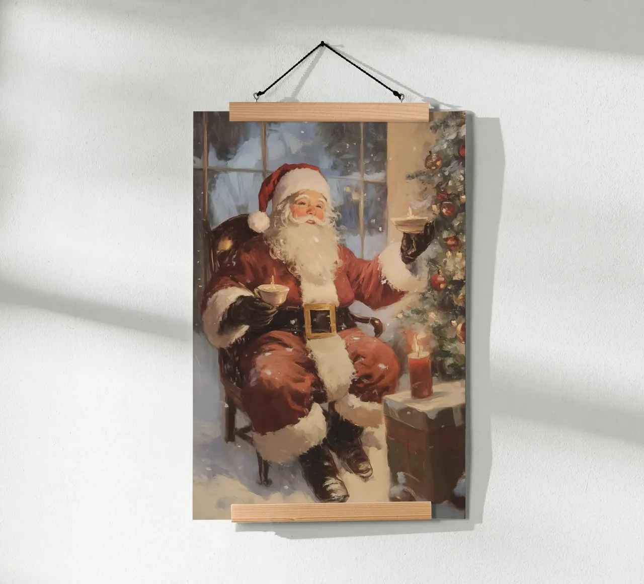 Babbo Natale con albero di Natale poster da Melloi Art Print