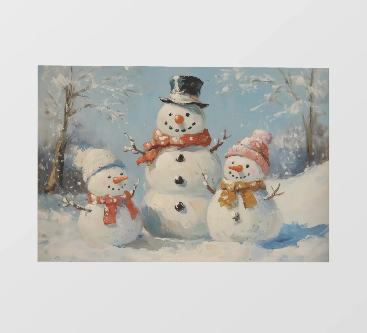 Pupazzi di neve in festa nel paese delle meraviglie invernali pellicola backlit da Melloi Art Print