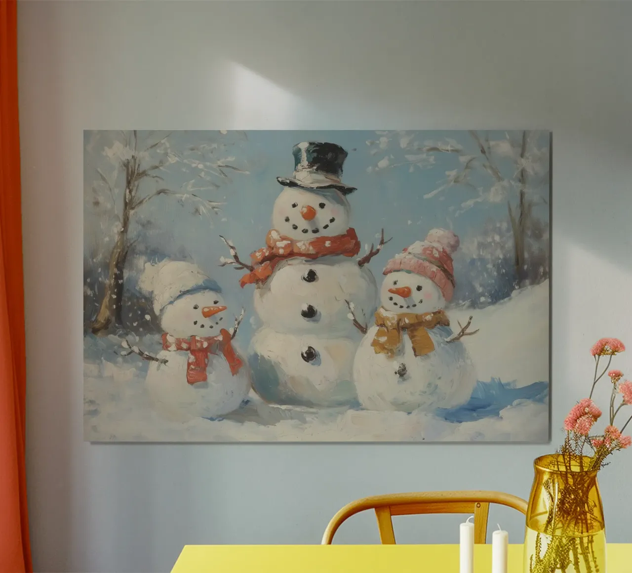 Festive Snowmen in Winter Wonderland Hahnemühle von Melloi Art Print