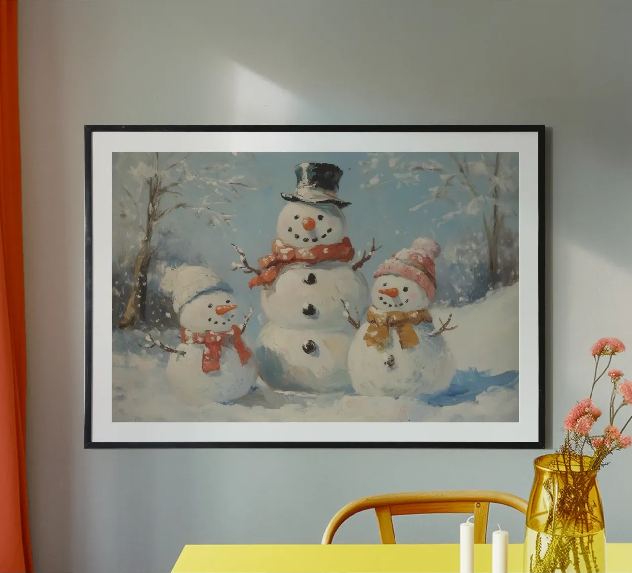 Festive Snowmen in Winter Wonderland Hahnemühle von Melloi Art Print