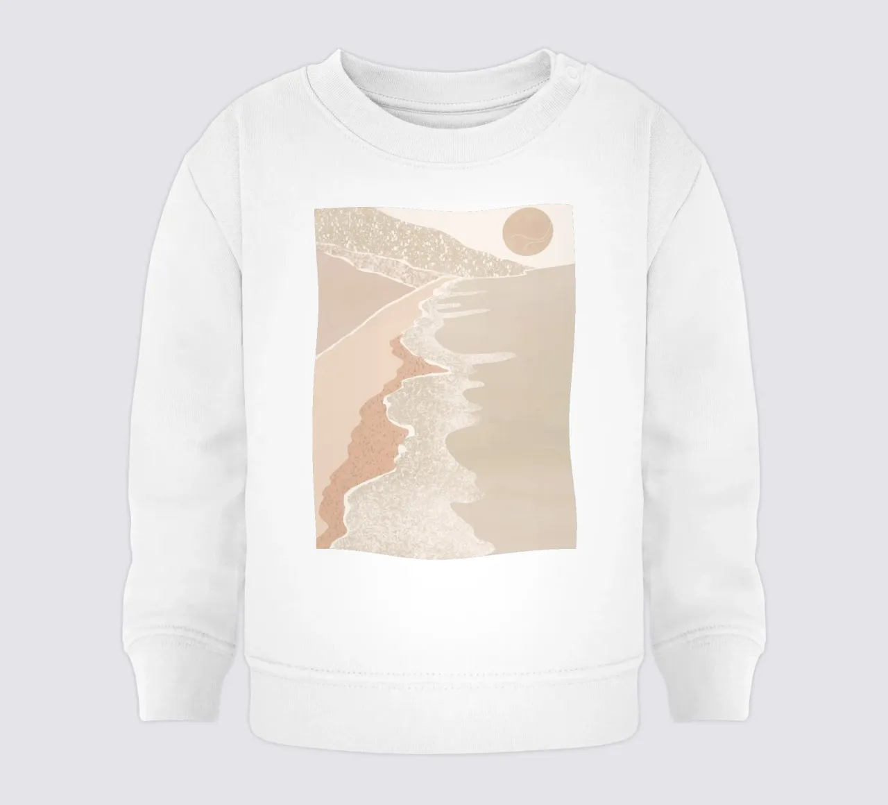 Scena di spiaggia pastello con sole stilizzato felpa neonato da Melloi Art Print